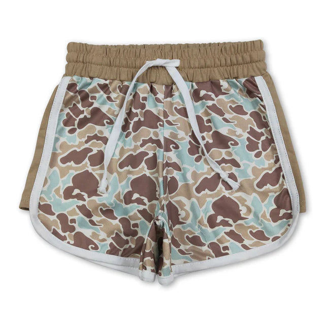 RTS NO MOQ Sibling milk silk Baby Girls Camo Summer Shorts Bottoms