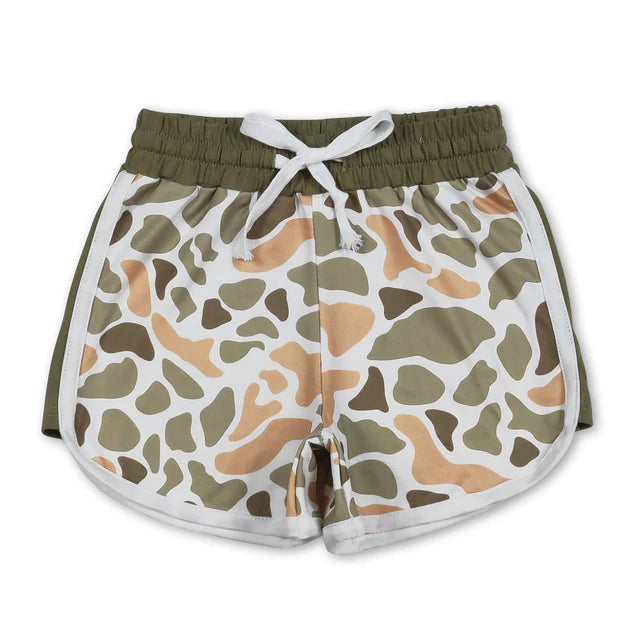 RTS NO MOQ Sibling milk silk Baby Girls Camo Summer Shorts Bottoms