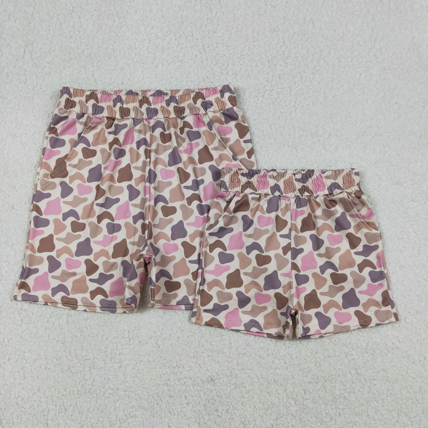 RTS NO MOQ Sibling baby boy clothes and Adult clothes camouflage kids shorts and adult shorts
