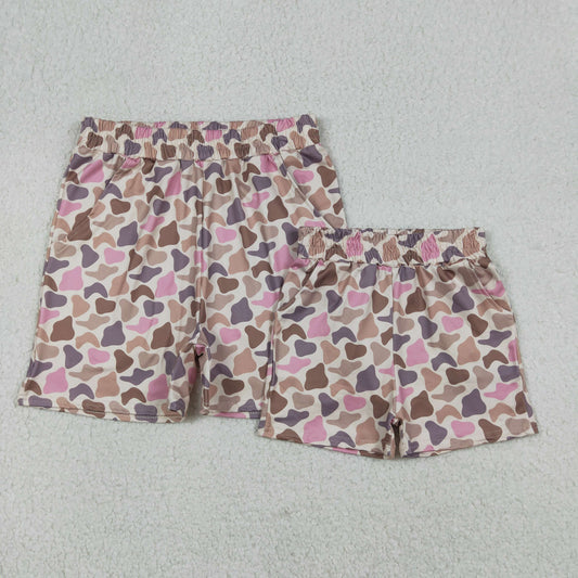 RTS NO MOQ Sibling baby boy clothes and Adult clothes camouflage kids shorts and adult shorts