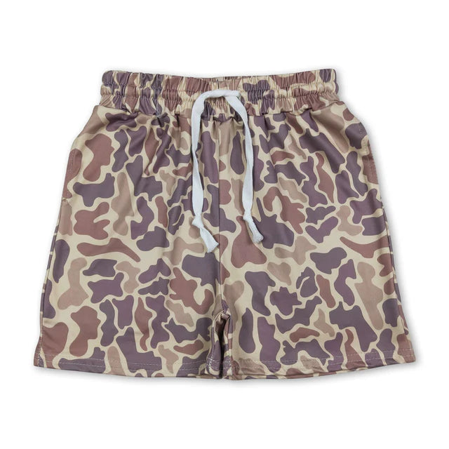 RTS NO MOQ Sibling milk silk Baby Boys Camouflage Print Elastic Waist Boys Daily Pocket Shorts