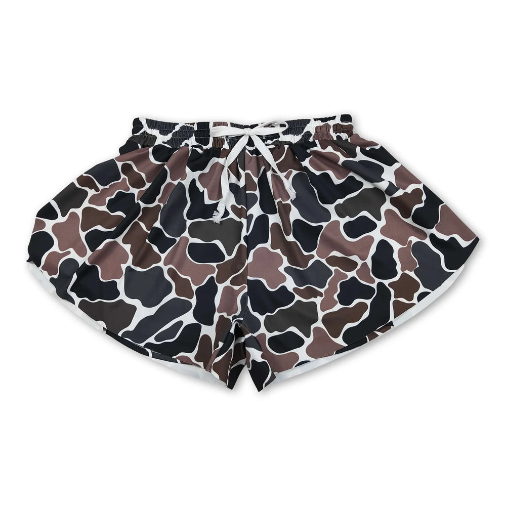 RTS NO MOQ Sibling yoga fabric Adult Women Camo Yoga Active Shorts Daily Sports Bottoms