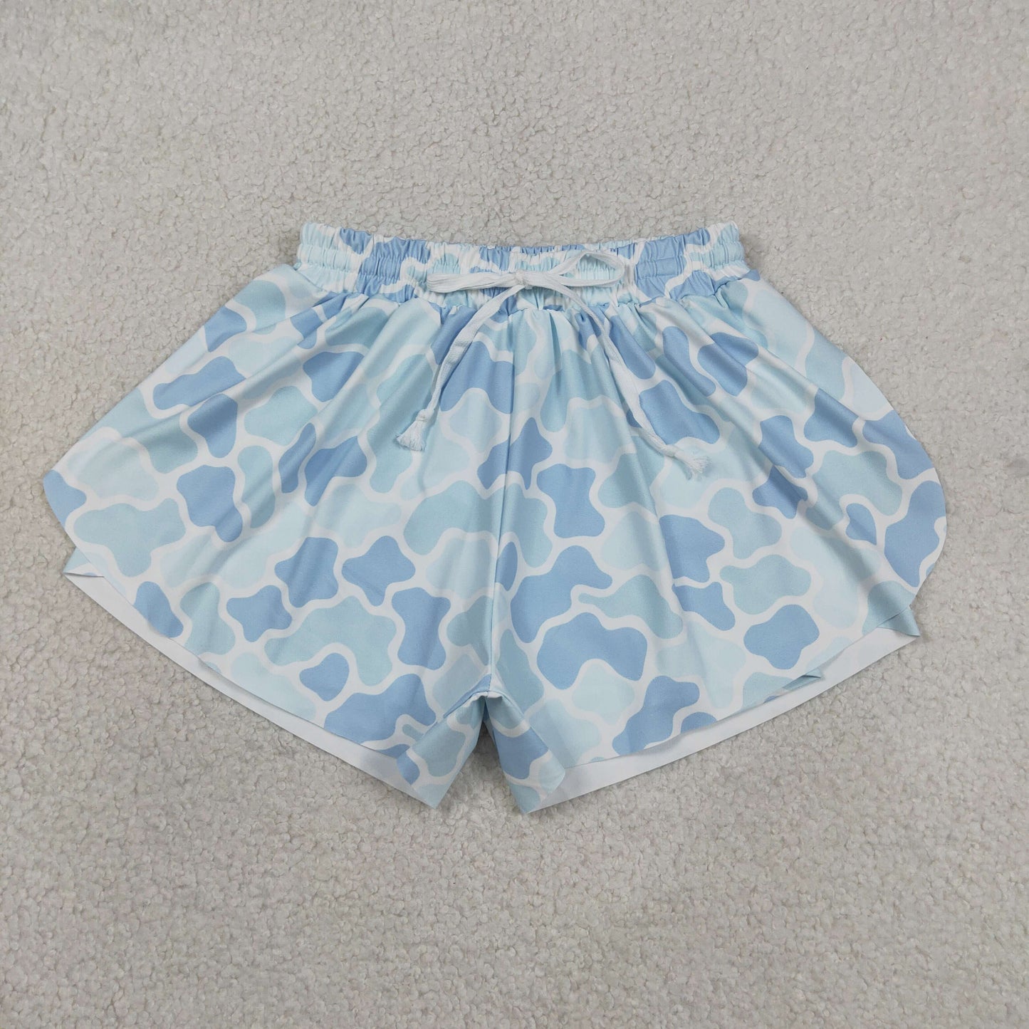 RTS NO MOQ yoga fabric SS0769 Adult Women Southern Camo Light Blue High Waist Yoga Shorts