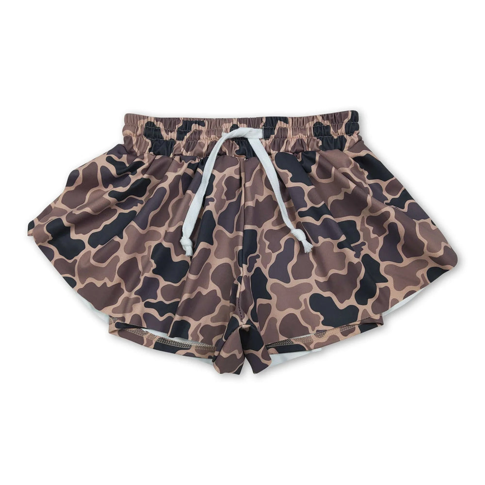 RTS NO MOQ Sibling yoga fabric Baby Girls Butterfly Print Elastic Waist Stretch Yoga Sports Shorts Bottoms