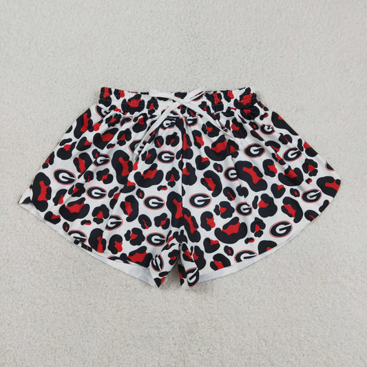 RTS NO MOQ SS0804 Adult Women's Black Red Leopard Print Team Yoga Active Ruffle Shorts Bottoms