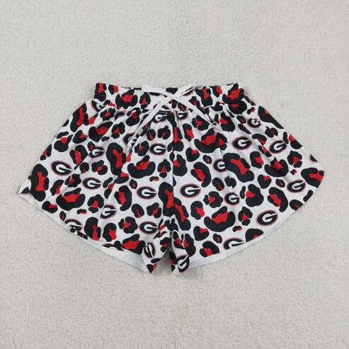 RTS NO MOQ Sibling  Mom And Me Black Leopard Print Active Yoga Team Ruffle Shorts Bottom