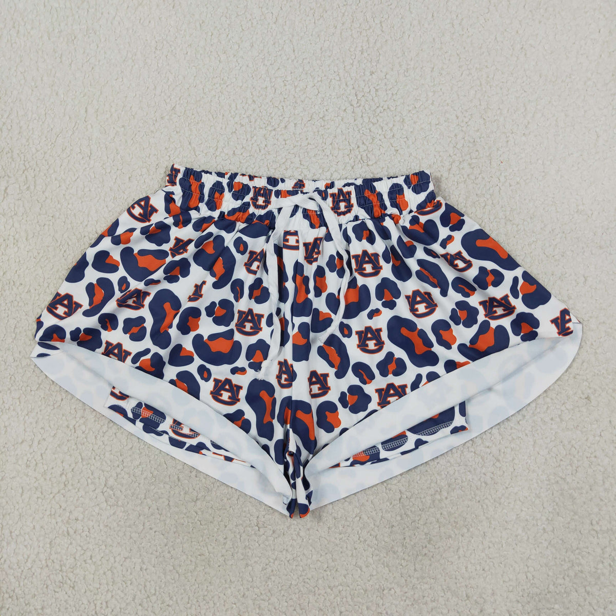 NEW RTS NO MOQ yoga fabric SS0809 Yoga Adult Women Navy Leopard Yoga Ruffle Shorts Team Bottoms