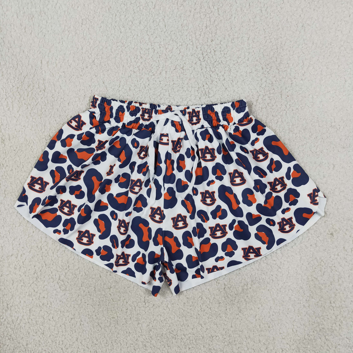 NEW RTS NO MOQ yoga fabric SS0809 Yoga Adult Women Navy Leopard Yoga Ruffle Shorts Team Bottoms
