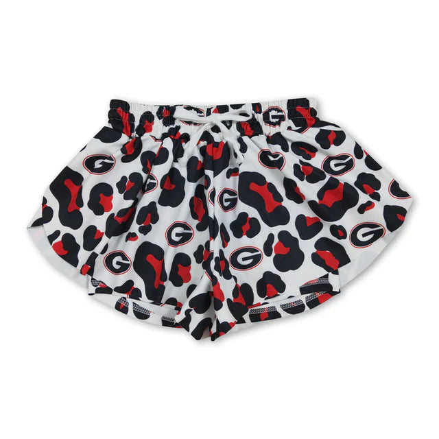 RTS NO MOQ Sibling yoga fabric Baby Girls Leopard Butterfly Print Sports Yoga Shorts