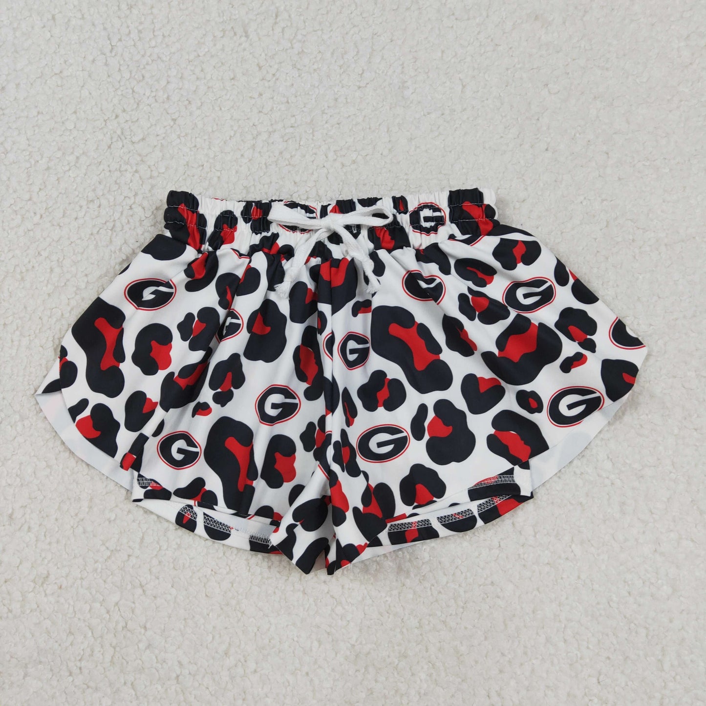RTS NO MOQ SS0814 Baby Girls Black Leopard Ruffle Shorts Bottom Yoga Active Team Outfit