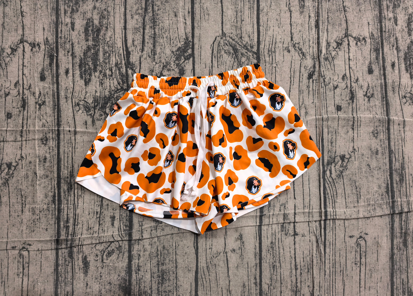 (Sample) No moq yoga fabric SS0816 Yoga Baby Girls Orange Leopard Print Ruffle Shorts Active Team Bottom