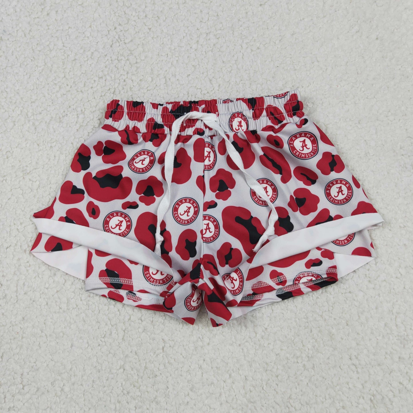 RTS NO MOQ yoga fabric SS0817 Yoga Baby Girls Athletic Red Leopard Ruffle Shorts Casual Bottom