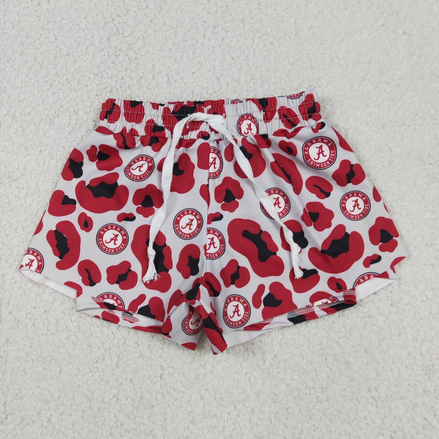 RTS NO MOQ yoga fabric SS0817 Baby Girls Red Leopard Team Butterfly Yoga Shorts