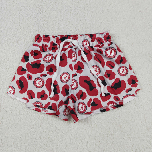 RTS NO MOQ yoga fabric SS0817 Yoga Baby Girls Athletic Red Leopard Ruffle Shorts Casual Bottom