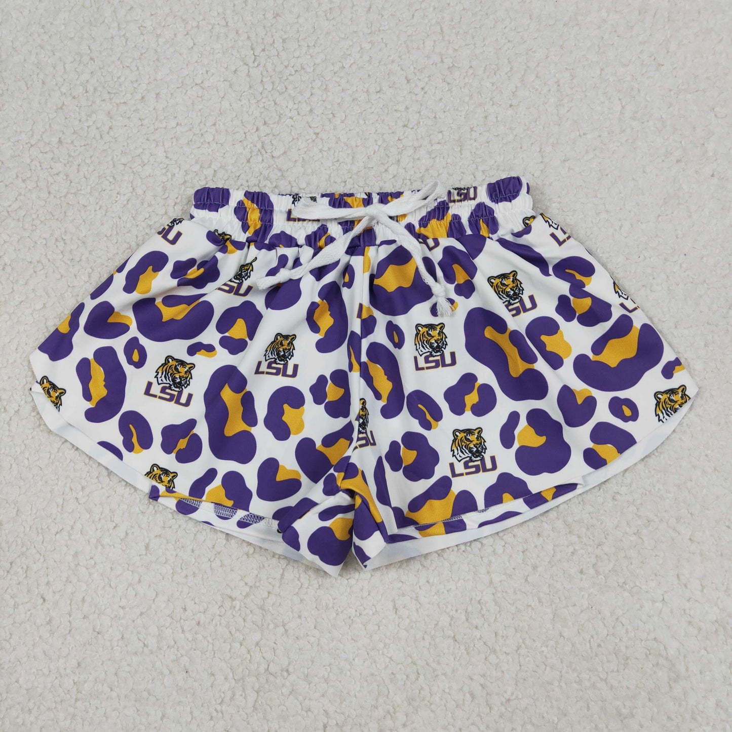 RTS NO MOQ SS0821 Baby Girls Purple Leopard Active Yoga Shorts Team Butterfly Bottoms for Kids