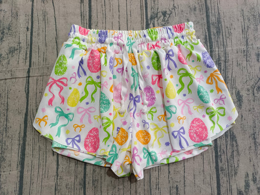 (Sample) No moq SS0822 Yoga Baby Girls Colorful Bows Easter Active Ruffle Shorts Bottom for Spring Summer