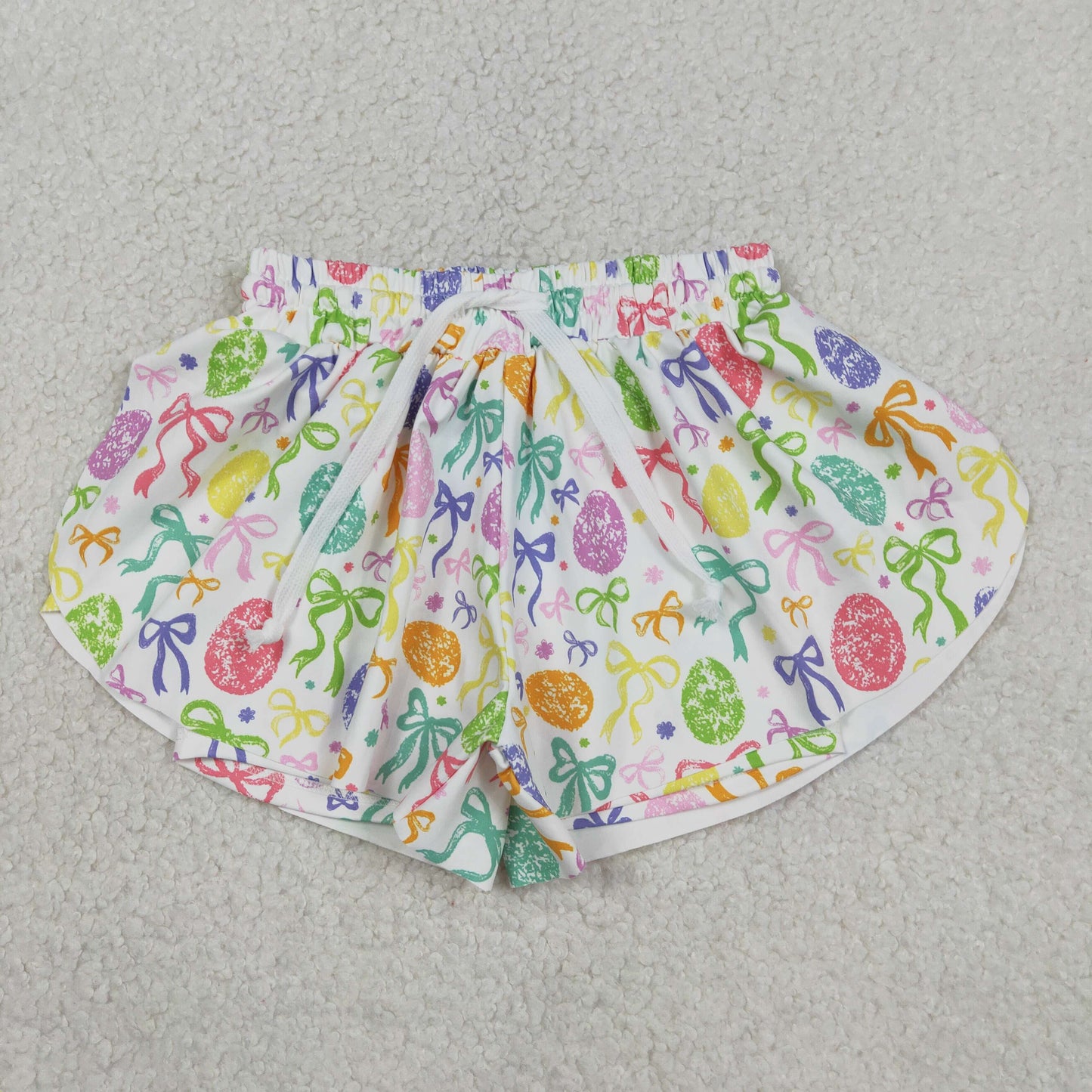 RTS NO MOQ SS0822 Baby Girls Colorful Bows Easter Yoga Active Ruffle Shorts Bottom for Summer