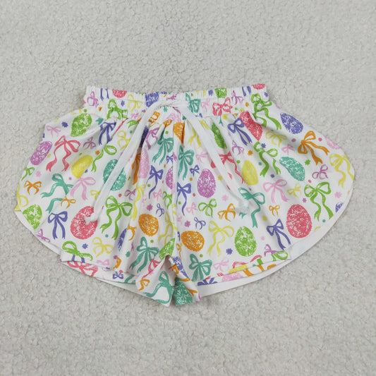 RTS NO MOQ SS0822 Baby Girls Colorful Bows Easter Yoga Active Ruffle Shorts Bottom for Summer