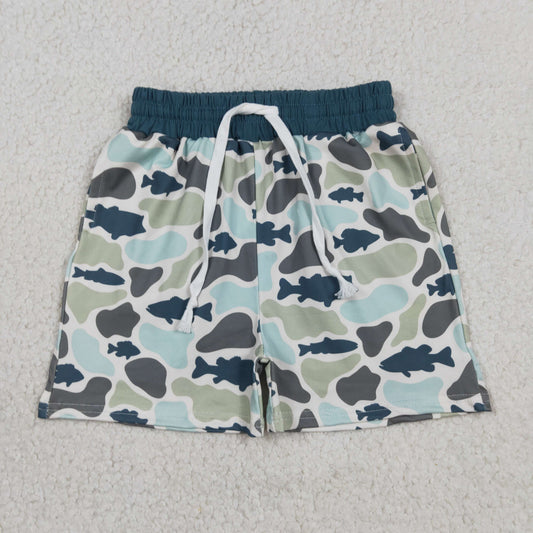 RTS NO MOQ milk silk SS0893 Baby Boys Southern Camo Fishes Hunting Shorts Bottom
