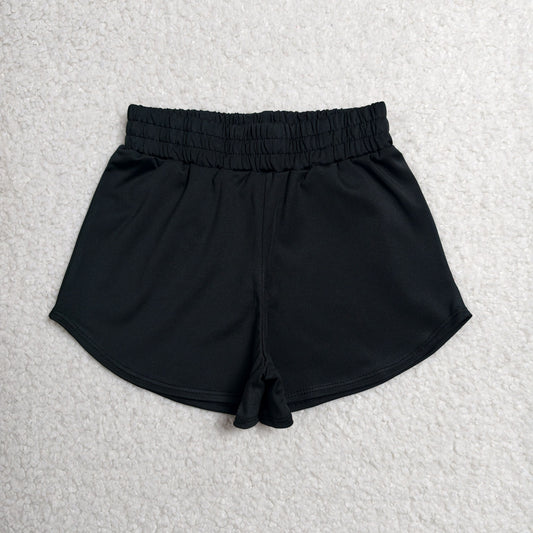 RTS NO MOQ yoga fabric cotton SS0896 Baby Girls Black Yoga Shorts Casual Bottoms