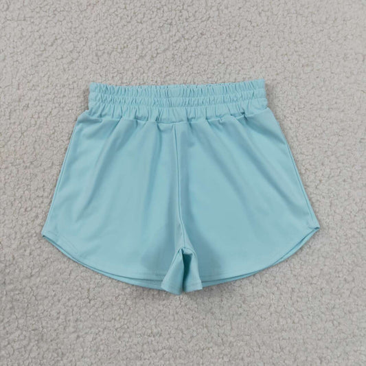 RTS NO MOQ yoga fabric cotton SS0898 Baby Girls Light Blue Summer Yoga Active Sport Shorts Bottom