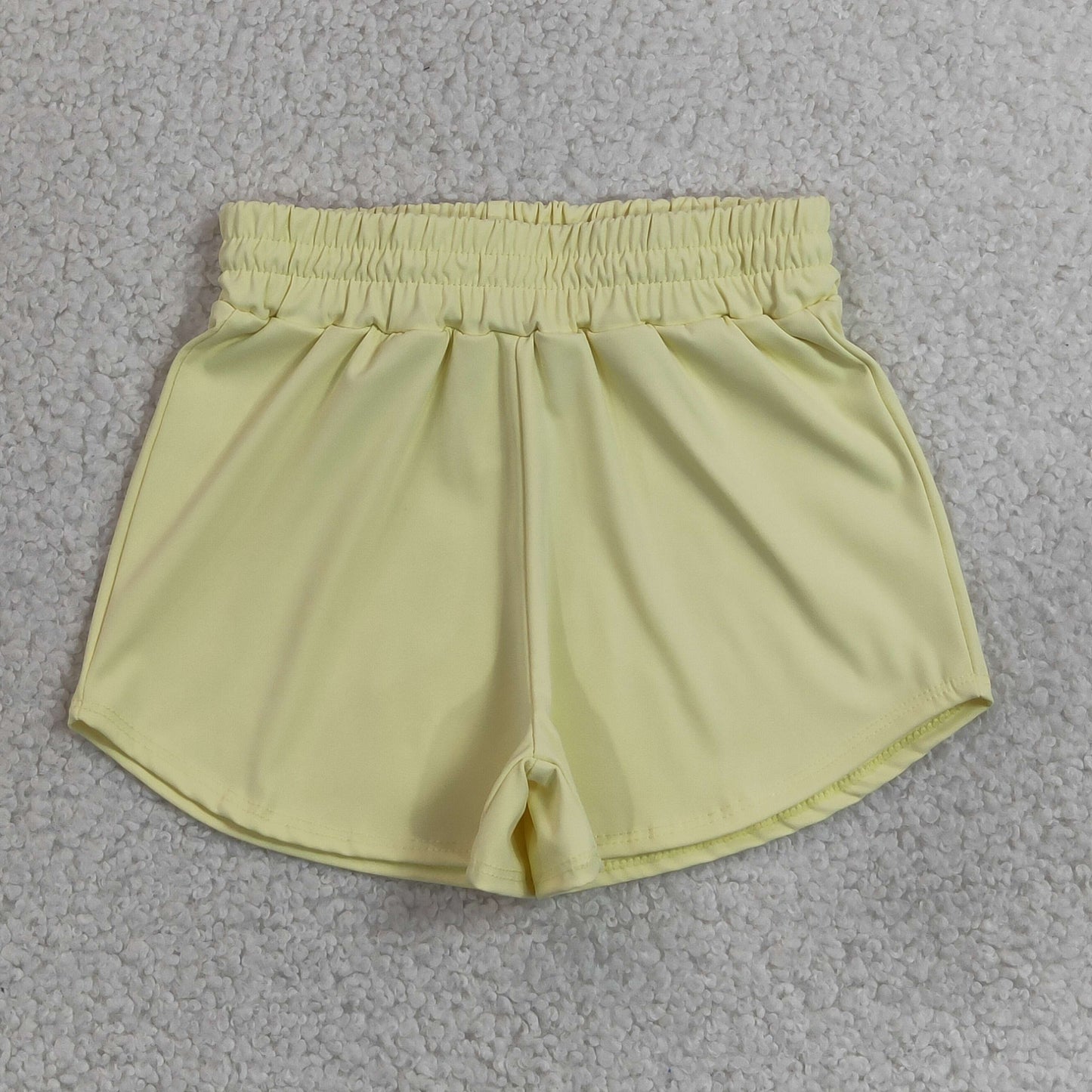 RTS NO MOQ yoga fabric cotton SS0899 Baby Girls Yellow Yoga Active Sport Summer Shorts Bottom