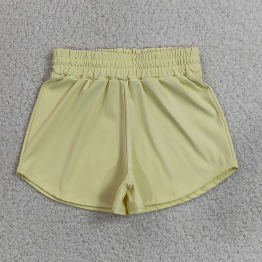 RTS NO MOQ yoga fabric cotton SS0899 Baby Girls Yellow Yoga Active Sport Summer Shorts Bottom