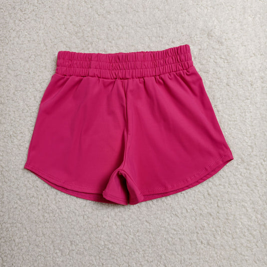 RTS NO MOQ yoga fabric cotton SS0900 Baby Girls Hot Pink Summer Yoga Active Sport Shorts Bottom