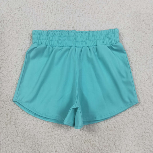 NEW RTS NO MOQ yoga fabric cotton SS0904 Baby Girls Blue Yoga Active Sport Shorts Bottom