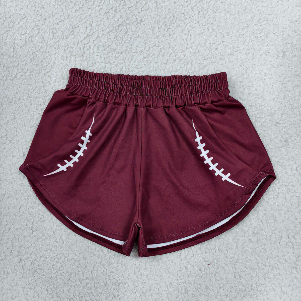 NEW RTS NO MOQ yoga fabric SS0913 Yoga Baby Girls Solid Brown Baseball Team Print Yoga Shorts