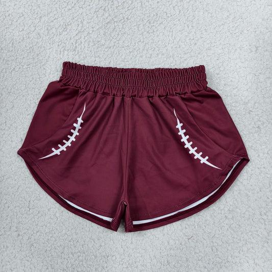 NEW RTS NO MOQ yoga fabric SS0913 Yoga Baby Girls Solid Brown Baseball Team Print Yoga Shorts