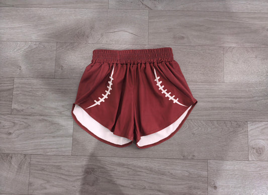 (Sample) No moq yoga fabric cotton SS0913 Yoga Baby Girls Solid Brown Baseball Team Print Elastic Waist Yoga Sport Shorts