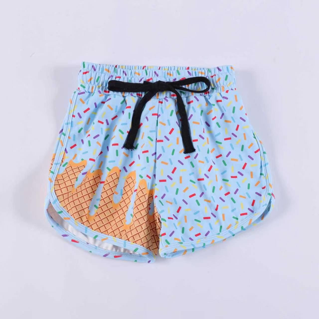 (Pre Order) No moq milk silk Baby Girls Cute Colorful Sprinkles Drip Team Shorts