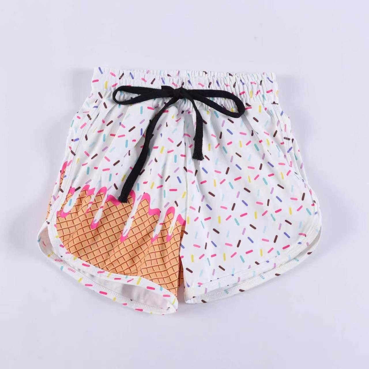 (Pre Order) No moq milk silk Baby Girls Cute Colorful Sprinkles Drip Team Shorts