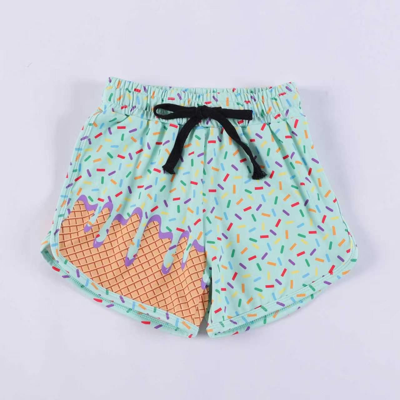 (Pre Order) No moq milk silk Baby Girls Cute Colorful Sprinkles Drip Team Shorts