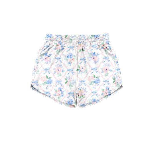 (Pre Order) No moq milk silk SS0934 Baby Girls Cute Colorful Flowers Bows Checked Shorts