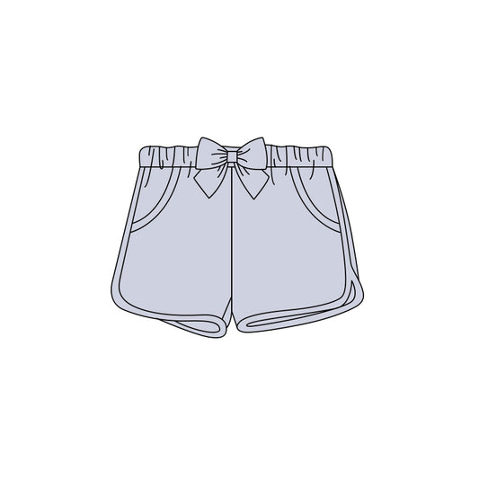 (Pre Order) No moq cotton SS0936 Baby Girls Solid Elastic Waist Shorts With Bows Pockets