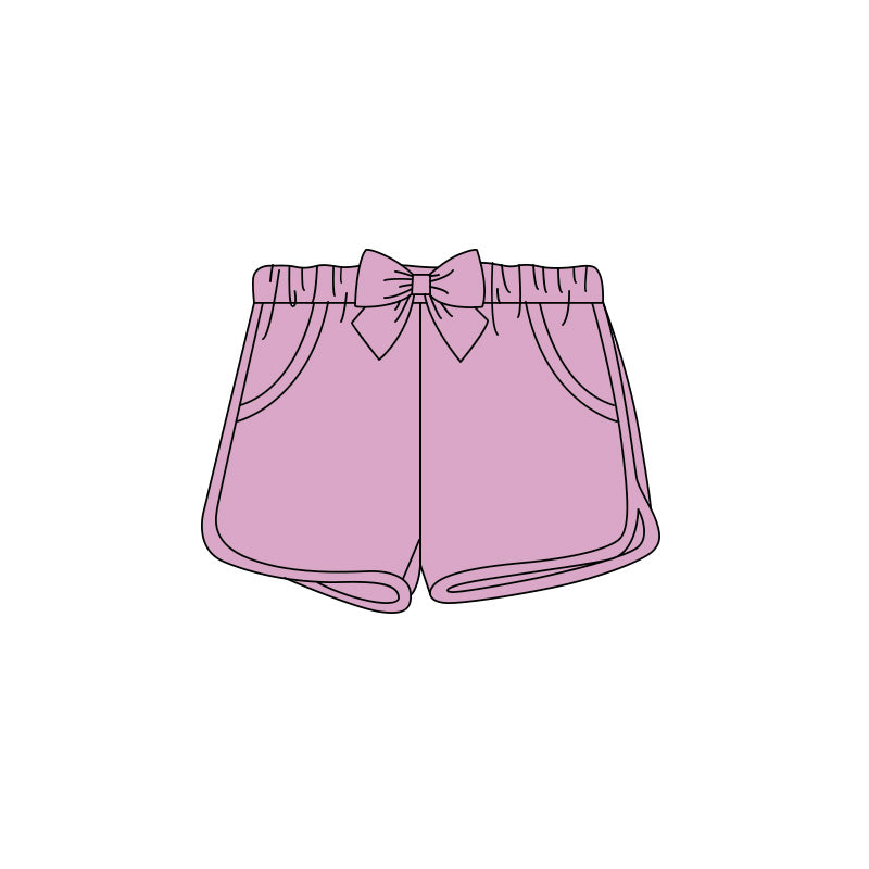 (Pre Order) No moq cotton SS0937 Baby Girls Solid Bow Pockets Summer Shorts