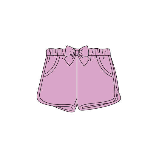 (Pre Order) No moq cotton SS0937 Baby Girls Solid Bow Pockets Summer Shorts