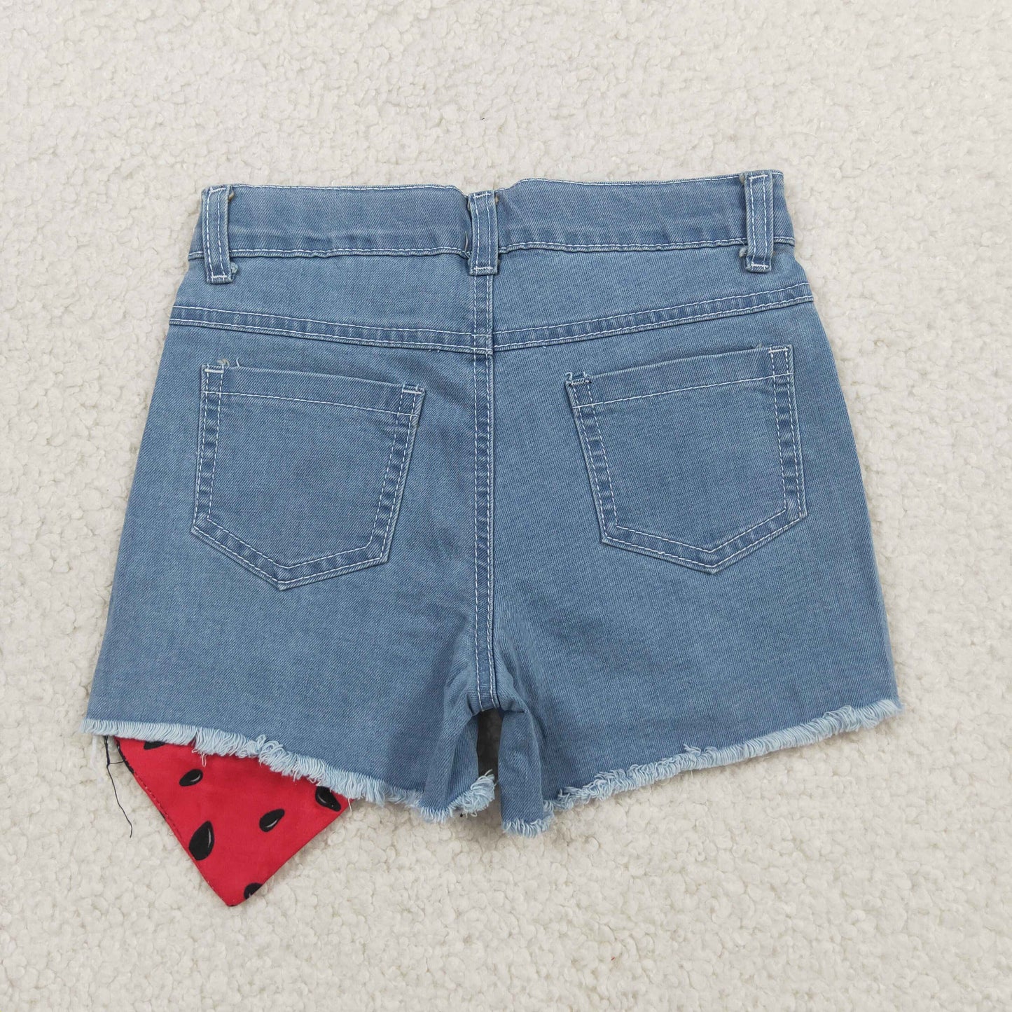 RTS NO MOQ milk silk SS0948 Baby Girls Watermelons Denim Shorts Bottom With Pockets