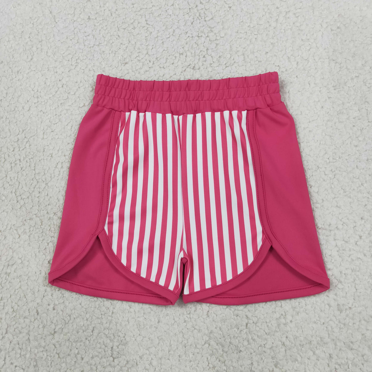 NEW RTS NO MOQ yoga fabric SS0949 Baby Girls Pink Stripe Yoga Side Pocket Summer Shorts Bottom