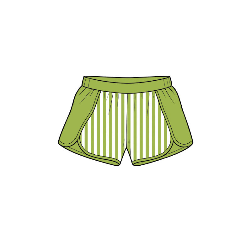 (Pre Order) No moq Baby Girls Stripe Half Zip Pullover Top Elastic Waist Shorts Two Piece Yoga Active Clothes Sets