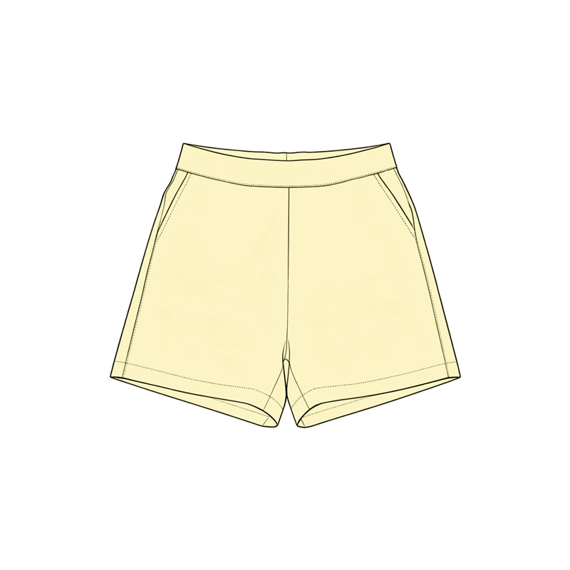 (Preorder new) No moq SS0959 Yoga Baby Girls Solid Yellow Pocket Short Yoga Skort Athletic Casual Bottoms