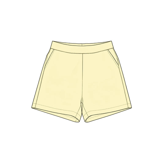 (Preorder new) No moq SS0959 Yoga Baby Girls Solid Yellow Pocket Short Yoga Skort Athletic Casual Bottoms