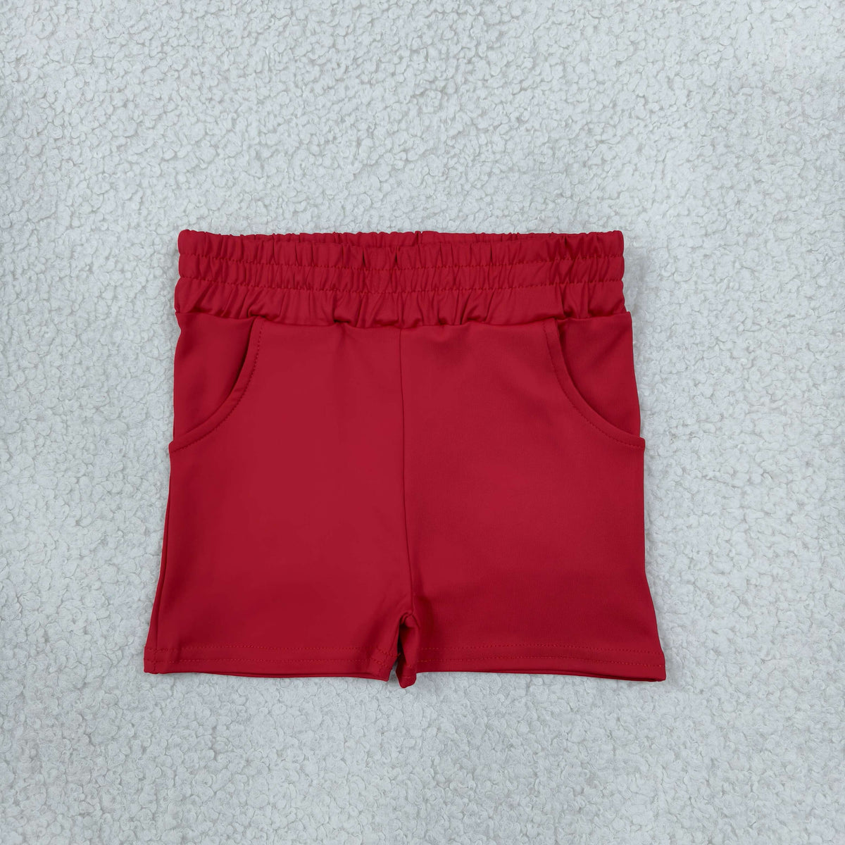 NEW RTS NO MOQ yoga fabric cotton SS0960 Yoga Baby Girls Solid Red Pocket Short Yoga  Casual Bottoms