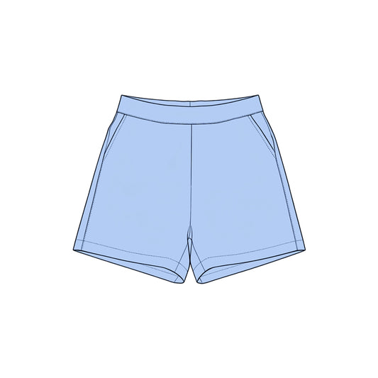 (Preorder new) No moq SS0961 Yoga Baby Girls Solid Light Blue Pocket Short Yoga Skort Athletic Casual Bottoms