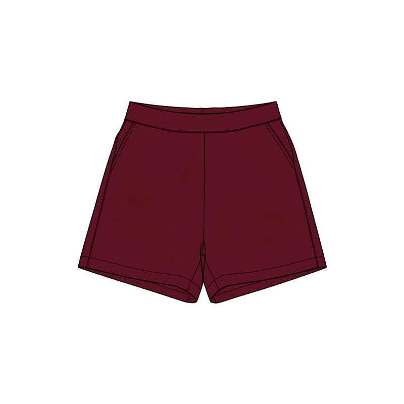 (Preorder new) No moq SS0962 Yoga Baby Girls Solid Maroon Pocket Short Yoga Skort Athletic Casual Bottoms