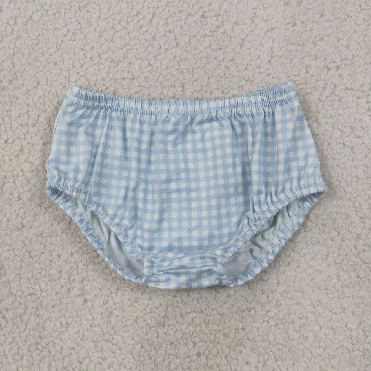 NEW RTS NO MOQ milk silk SS0964 Boys Blue Plaid Print Bummies Shorts Bottom
