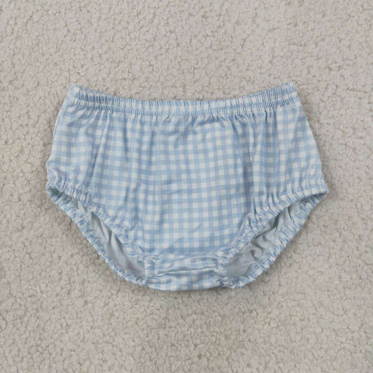 NEW RTS NO MOQ milk silk SS0964 Boys Blue Plaid Print Bummies Shorts Bottom