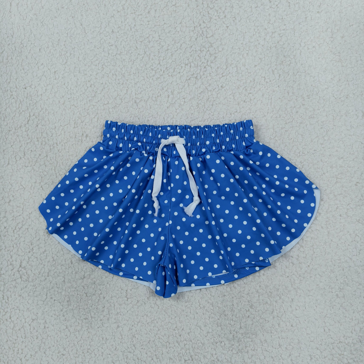 NEW RTS NO MOQ yoga fabric SS0966 Baby Girls Blue Polka Dots Butterfly Yoga Shorts Bottom